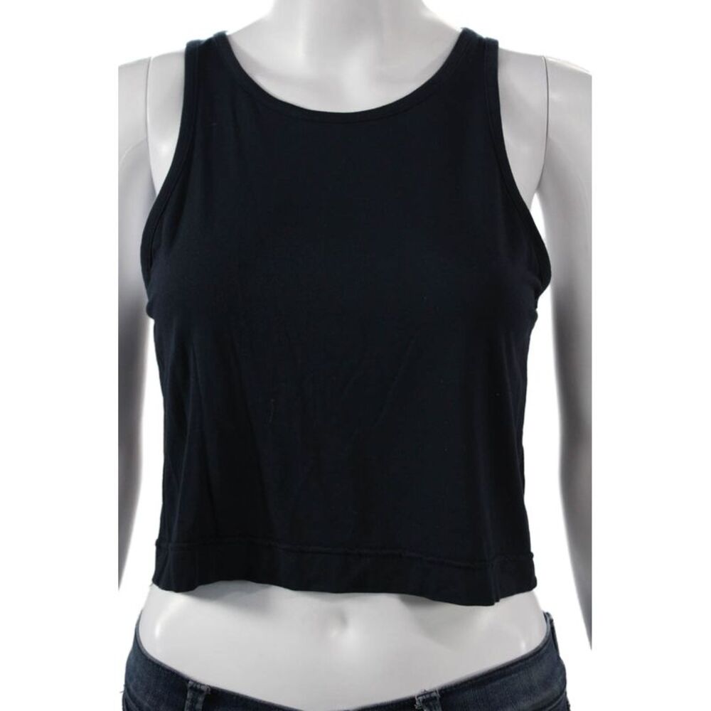 Splits 59 Women Cropped Black Sleeveless Tank Viscose Spandex Neck Size XS